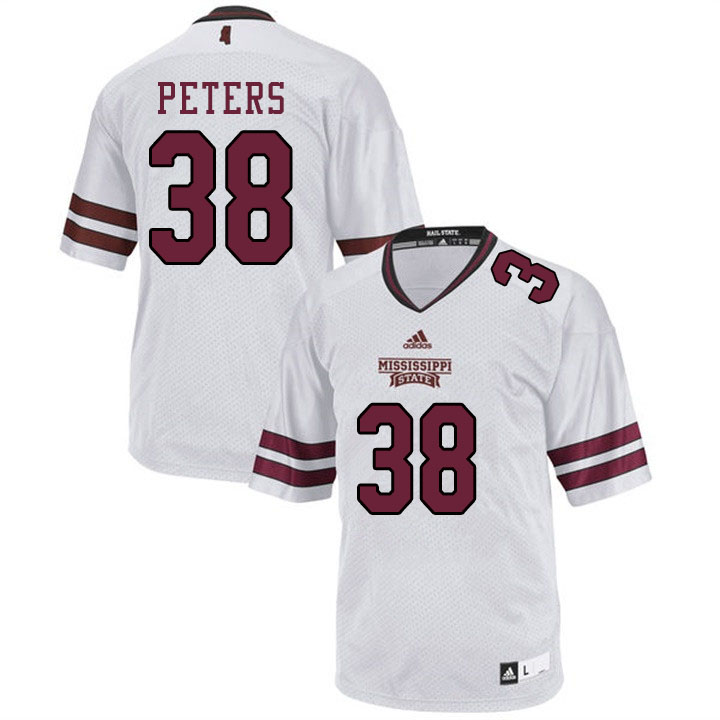 Men #38 Fred Peters Mississippi State Bulldogs College Football Jerseys Sale-White
